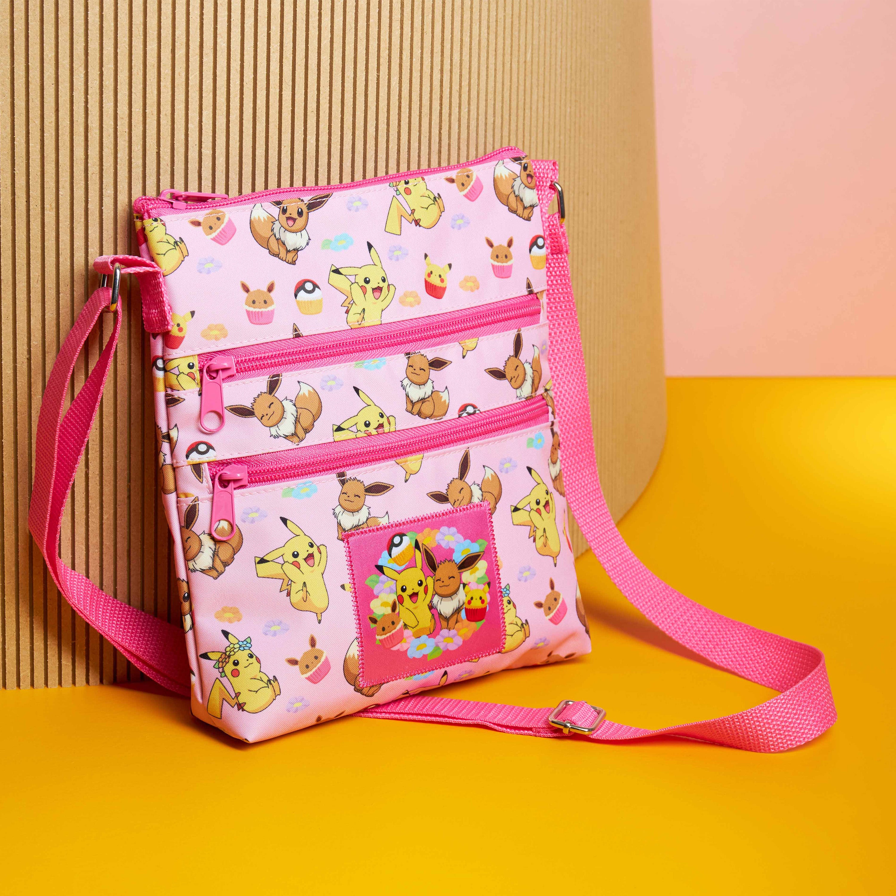 Pokemon Cross Body Bag for Girls Pikachu Eevee - Pink Shoulder Bag - Get Trend