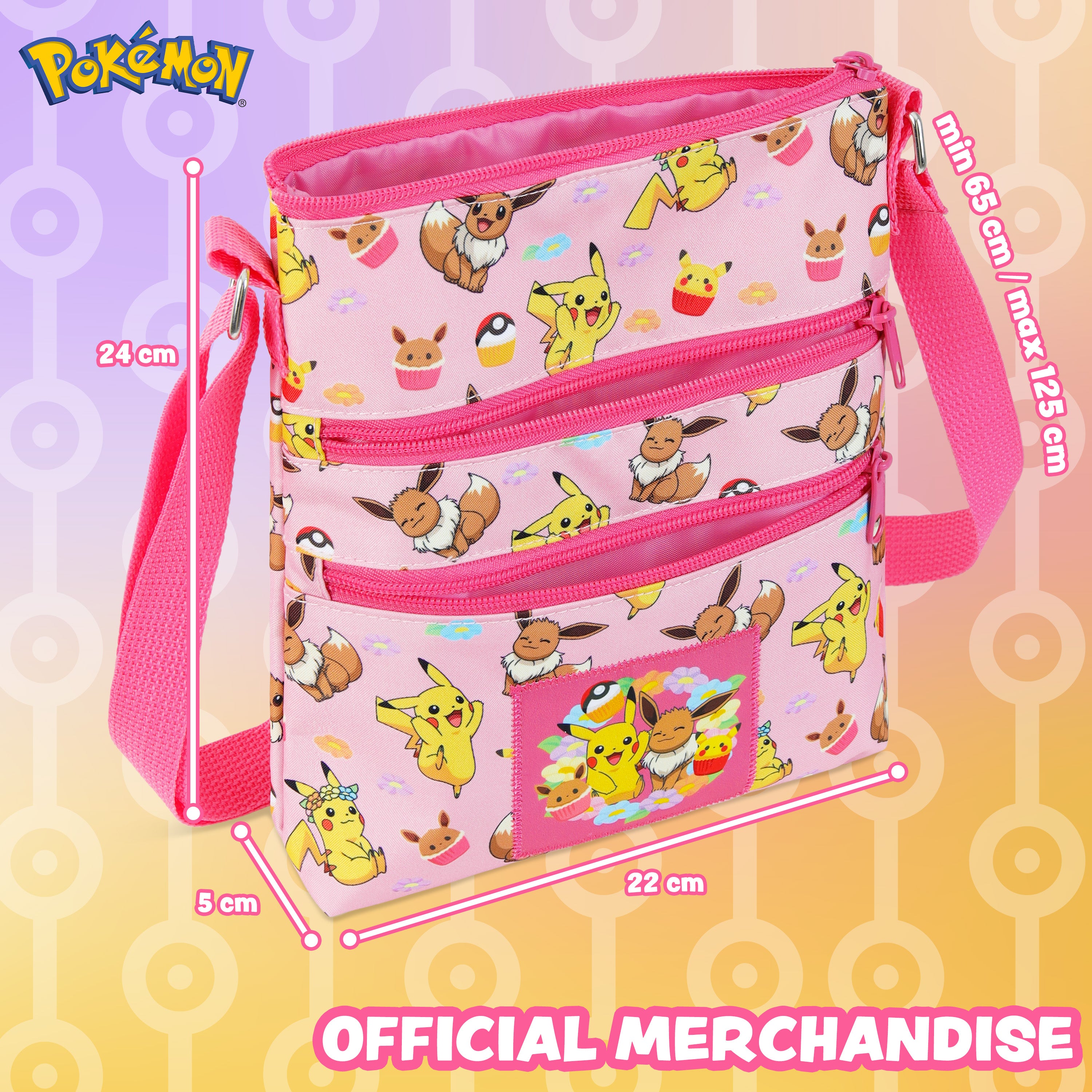 Pokemon Cross Body Bag for Girls Pikachu Eevee - Pink Shoulder Bag - Get Trend
