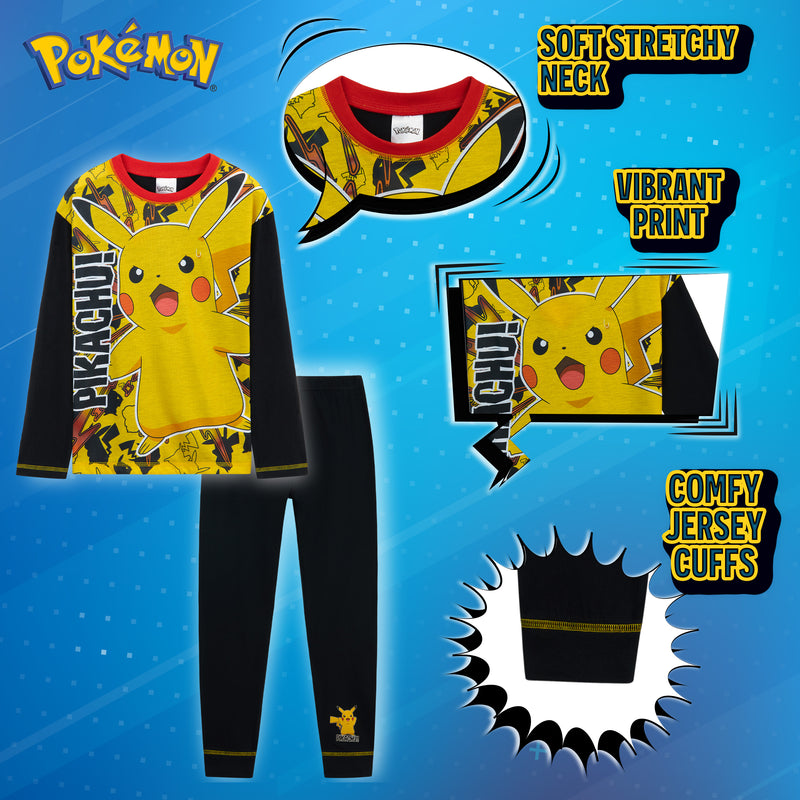 Pokemon Pyjamas for Kids - Pikachu Long Sleeve Pyjamas Set for Boys