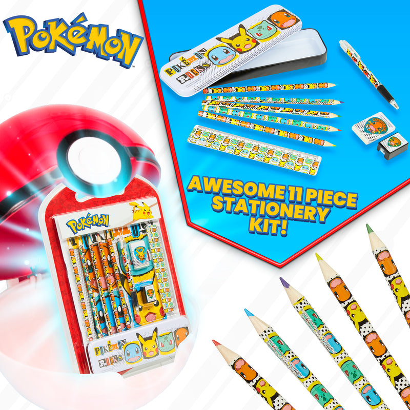 Pokemon Stationery Set, Pikachu Pencil Case, Kids School Supplies