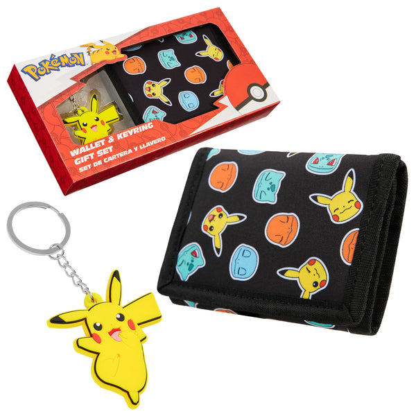 Pokemon Kids Wallet and Key Ring Set, Pikachu Trifold Wallet Gift Set - Get Trend