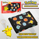 Pokemon Kids Wallet and Key Ring Set, Pikachu Trifold Wallet Gift Set - Get Trend
