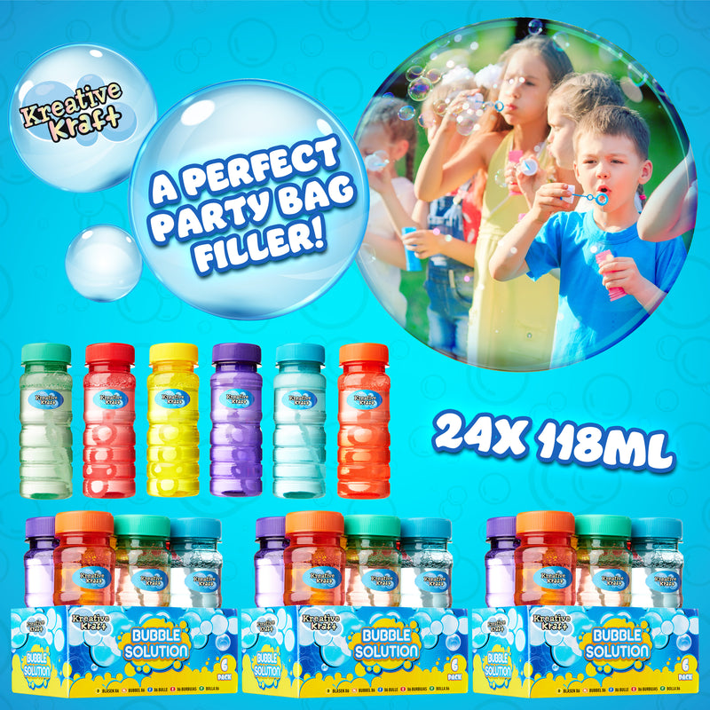 KreativeKraft Mini Bottles Bubble Solution with Bubble Wand - 4 Pack - Get Trend