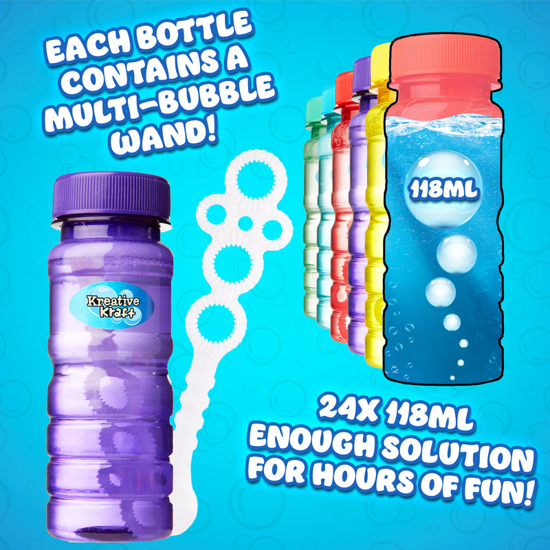 KreativeKraft Mini Bottles Bubble Solution with Bubble Wand - 4 Pack