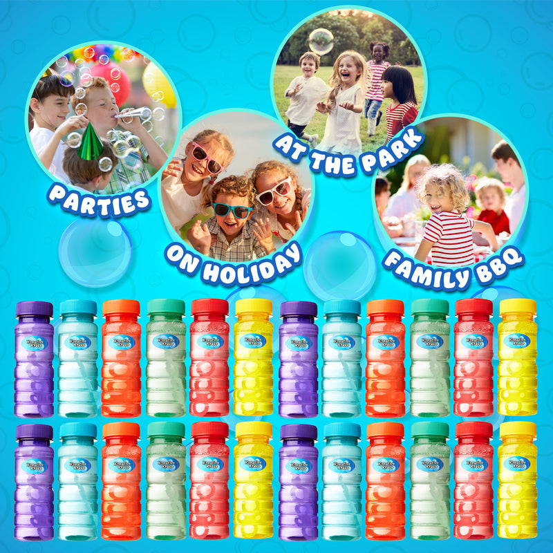 KreativeKraft Mini Bottles Bubble Solution with Bubble Wand - 4 Pack