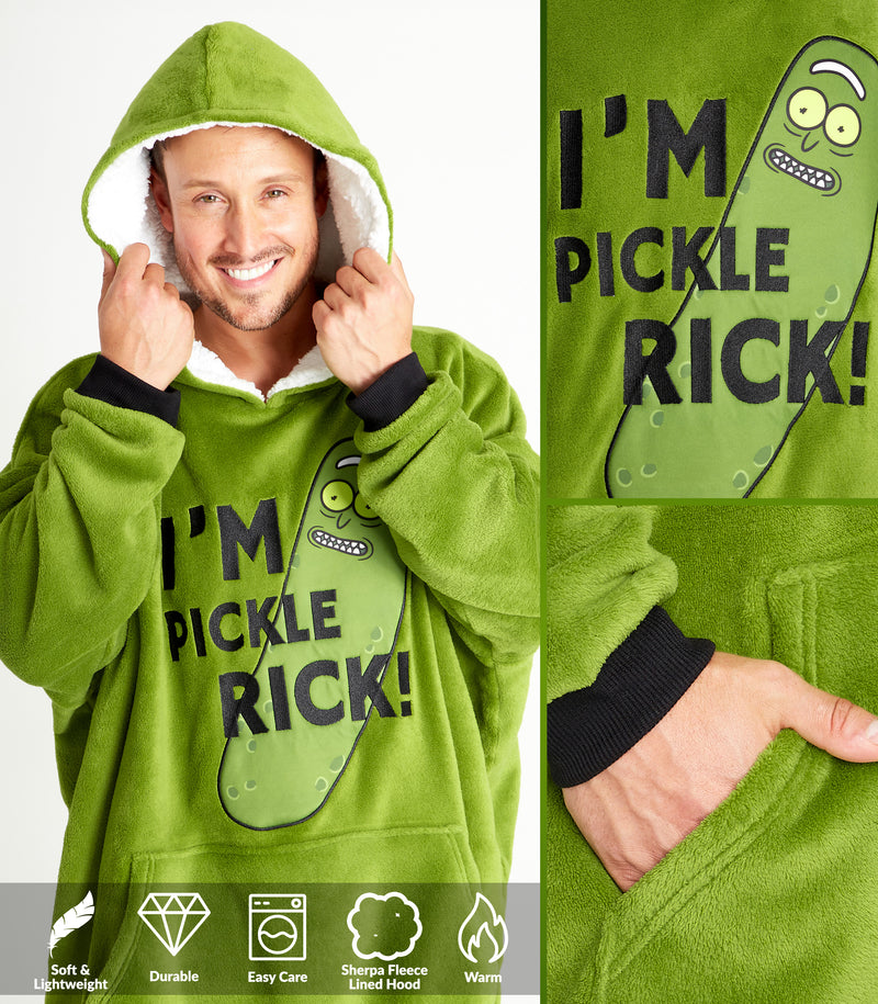 Rick and Morty Oversized Hoodie Blanket for Men, Rick and Morty Gifts (Green)