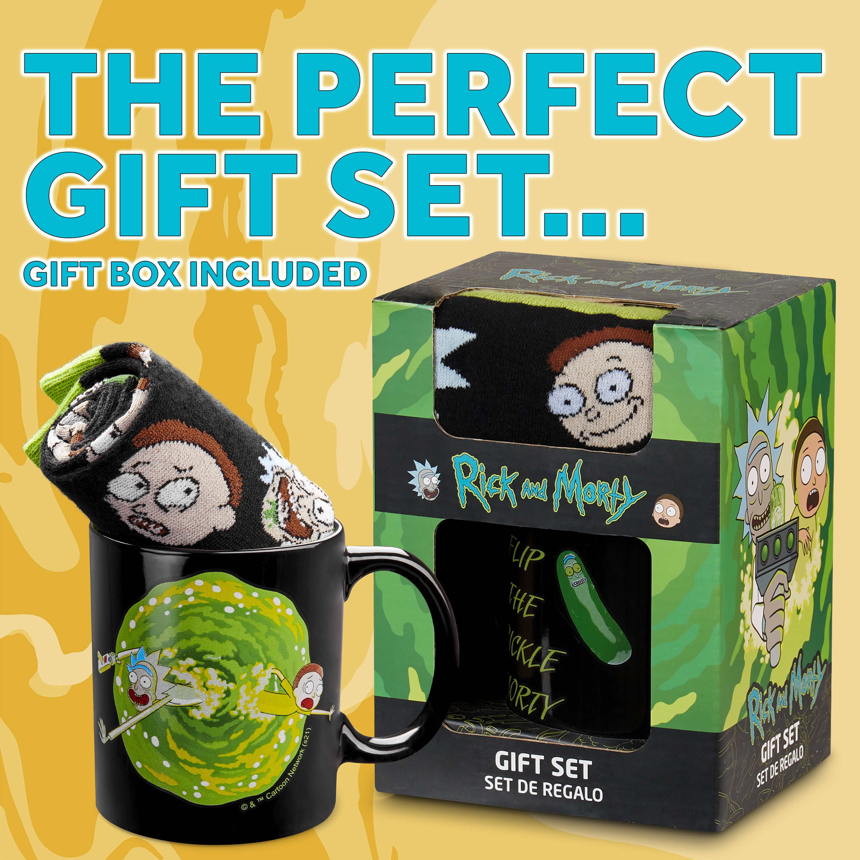 Rick and Morty Mug and Socks Set Pickle Rick Portal Mug Gift Set - Get Trend