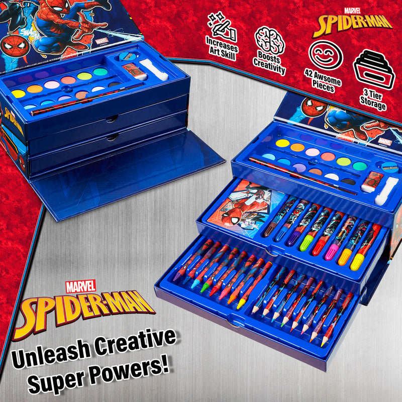 Spiderman Kids Arts and Crafts Coloring Paint Set with 6 Colors, Paint  Brush, and 2 Poster Sheets