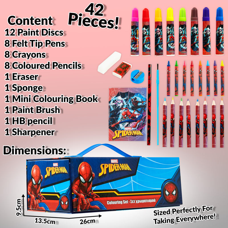 Dallao Spider-Man 41pcs Kids Coloring Stationery Gift Set  (Pencil Box + Coloring Sets) - Pencil Box+Art Set