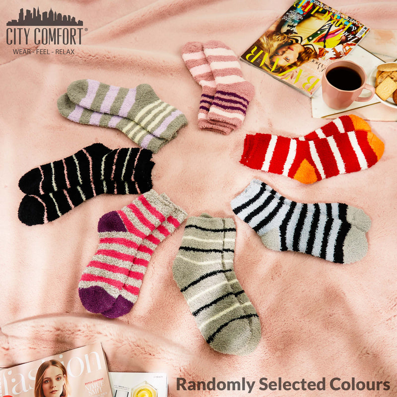 Cosy Winter Socks for Women Fluffy Super Soft Thermal Bed Socks Pack of 6
