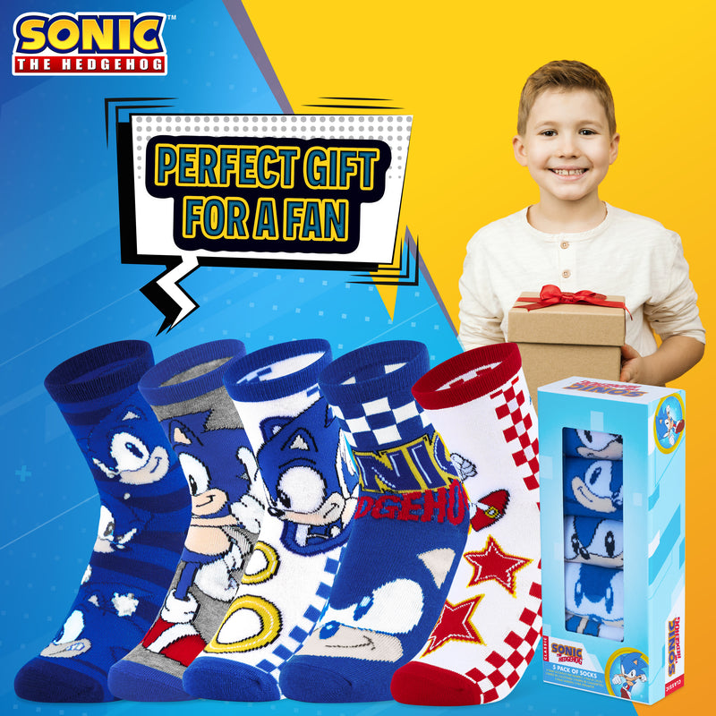 Sonic The Hedgehog Boys Socks, 5 Pack Crew Socks - Get Trend