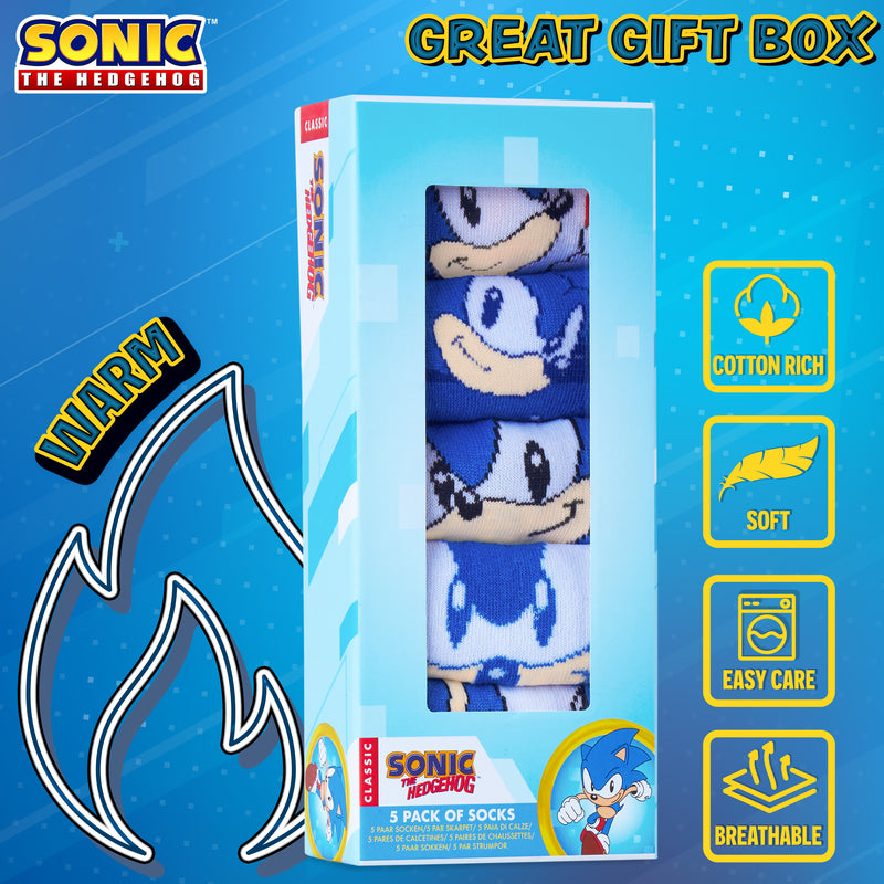 Sonic The Hedgehog Boys Socks, 5 Pack Crew Socks - Get Trend
