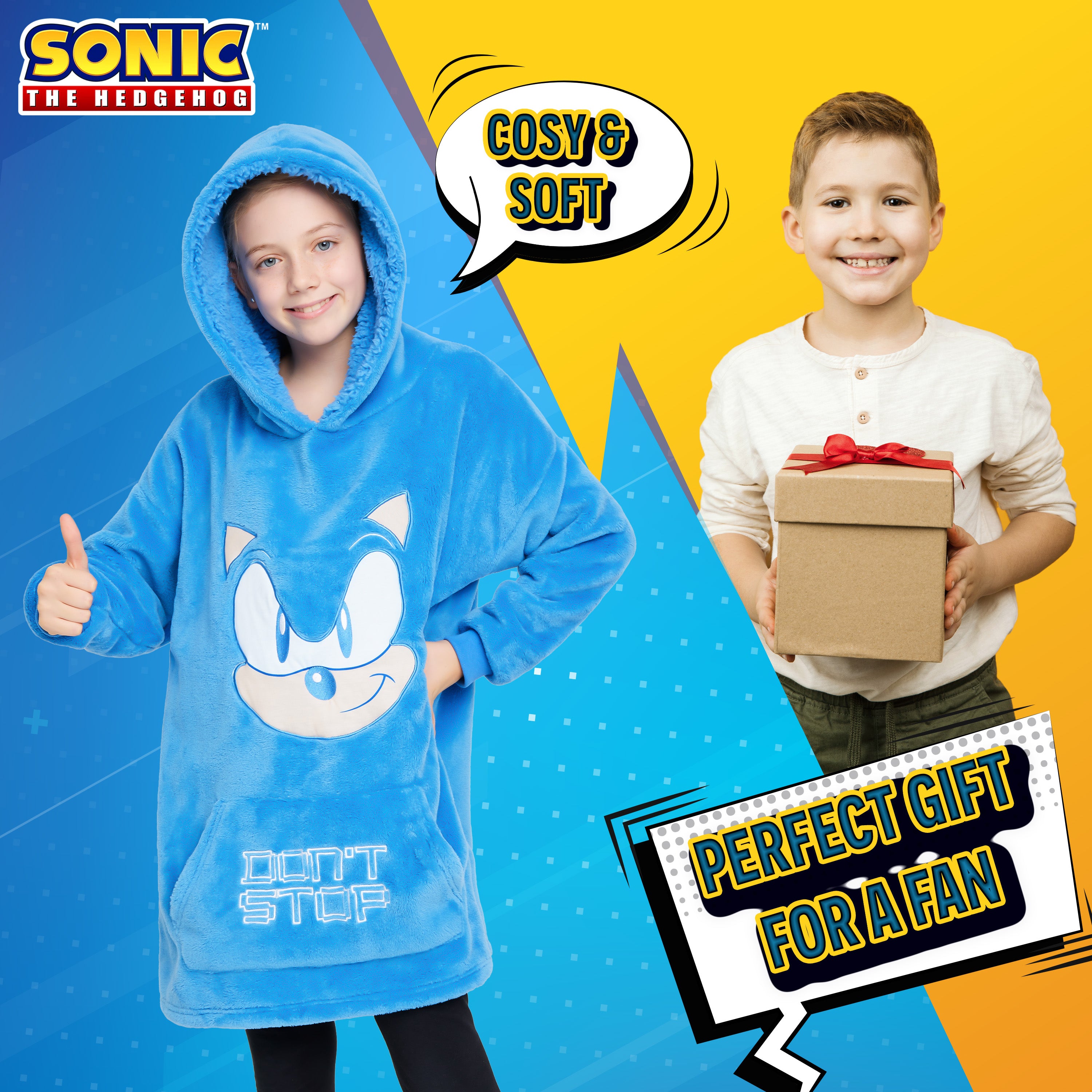 Sonic The Hedgehog Oversized Hoodie Blanket for Kids, Sonic Gifts for Boys (Blue) - Get Trend