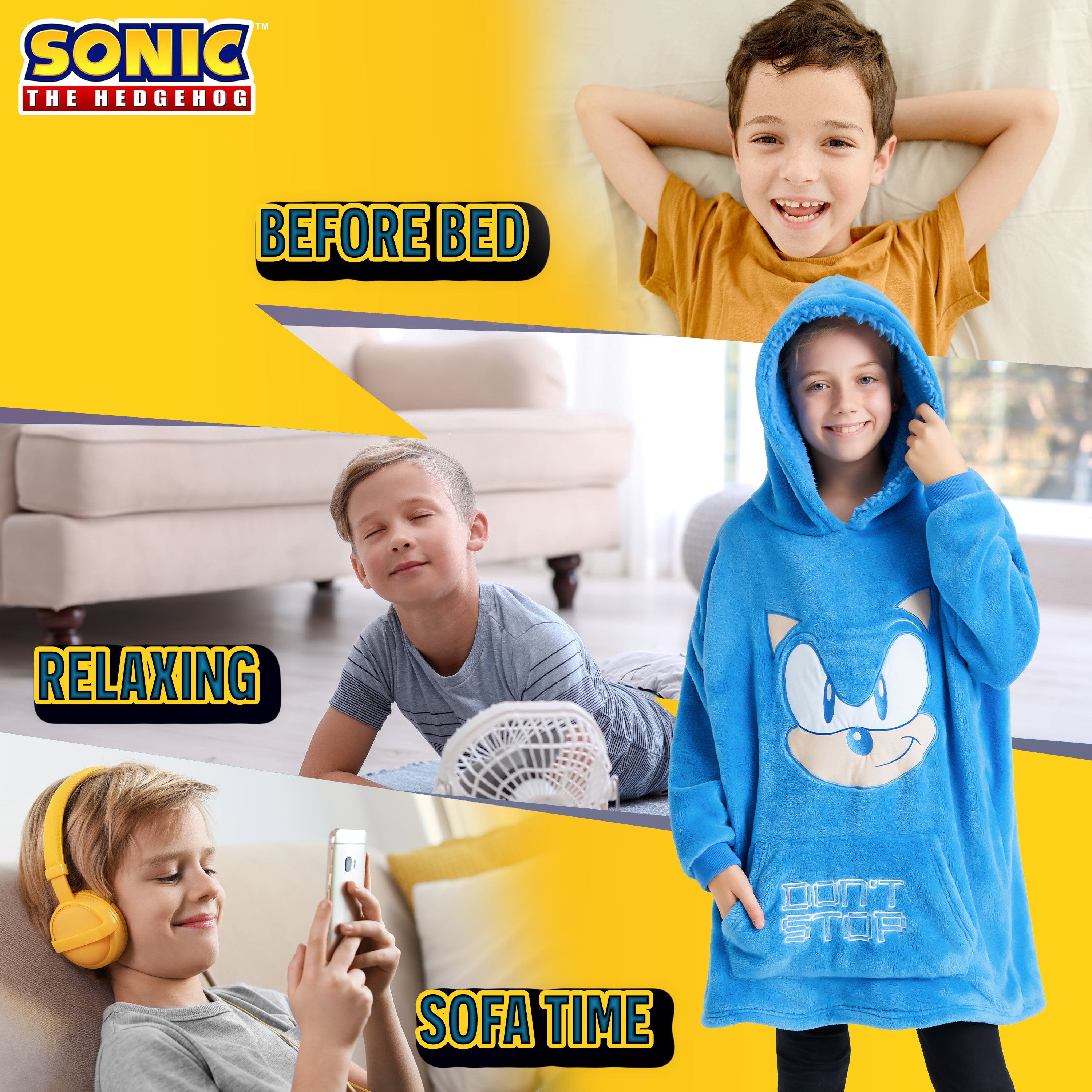 Sonic The Hedgehog Oversized Hoodie Blanket for Kids, Sonic Gifts for Boys (Blue) - Get Trend