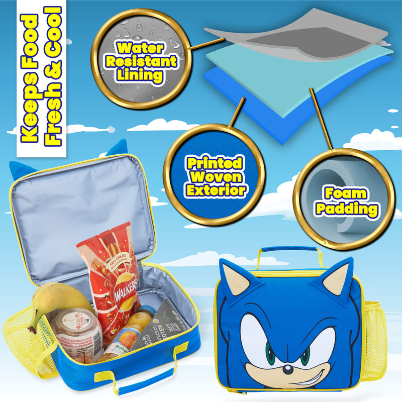 Sonic The Hedgehog Lunch Box Kids Insulated Lunch Bag for Boys (Blue/Yellow) - Get Trend