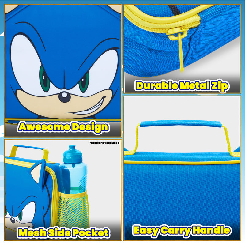 Sonic The Hedgehog Lunch Bag for Kids, Dive into Boys' Retro Gaming  Adventure, Food Container Fun with The Speedy Blue Hero, Durable Material  for Active Adventures