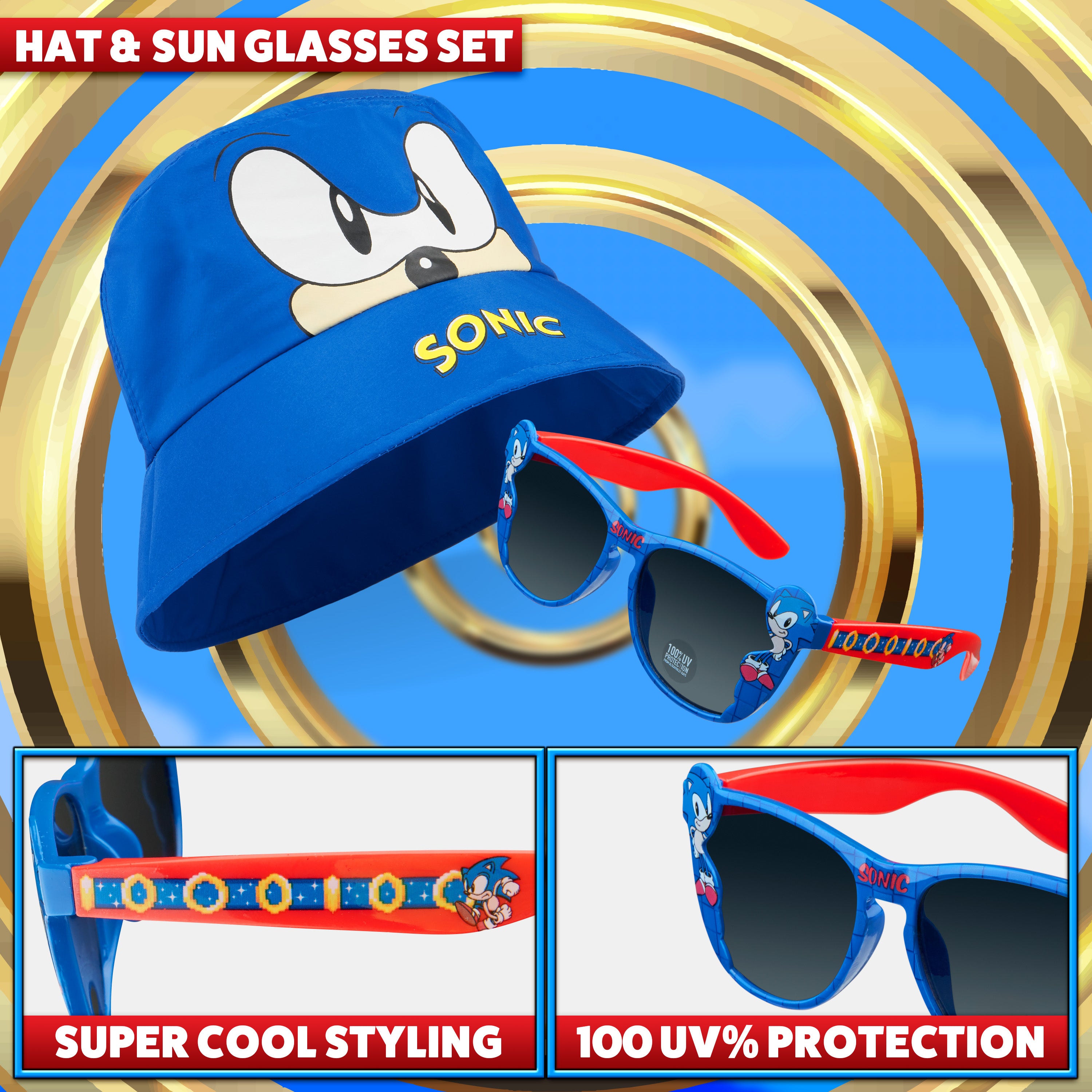 Sonic The Hedgehog Bucket Hat and Kids Sunglasses - Get Trend