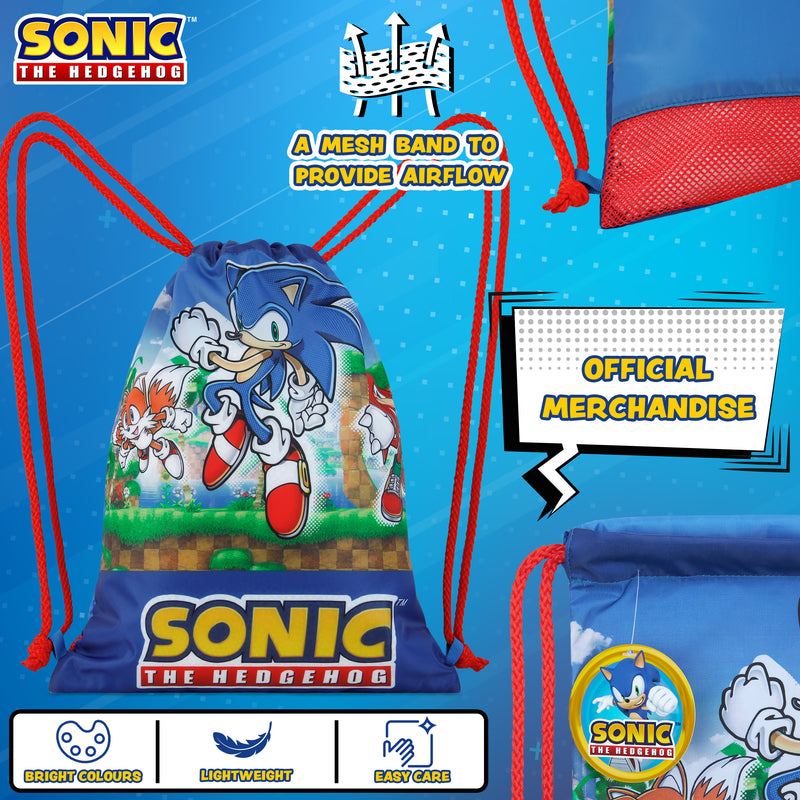 Sonic The Hedgehog Swimming Bag for Kids, Drawstring Bags