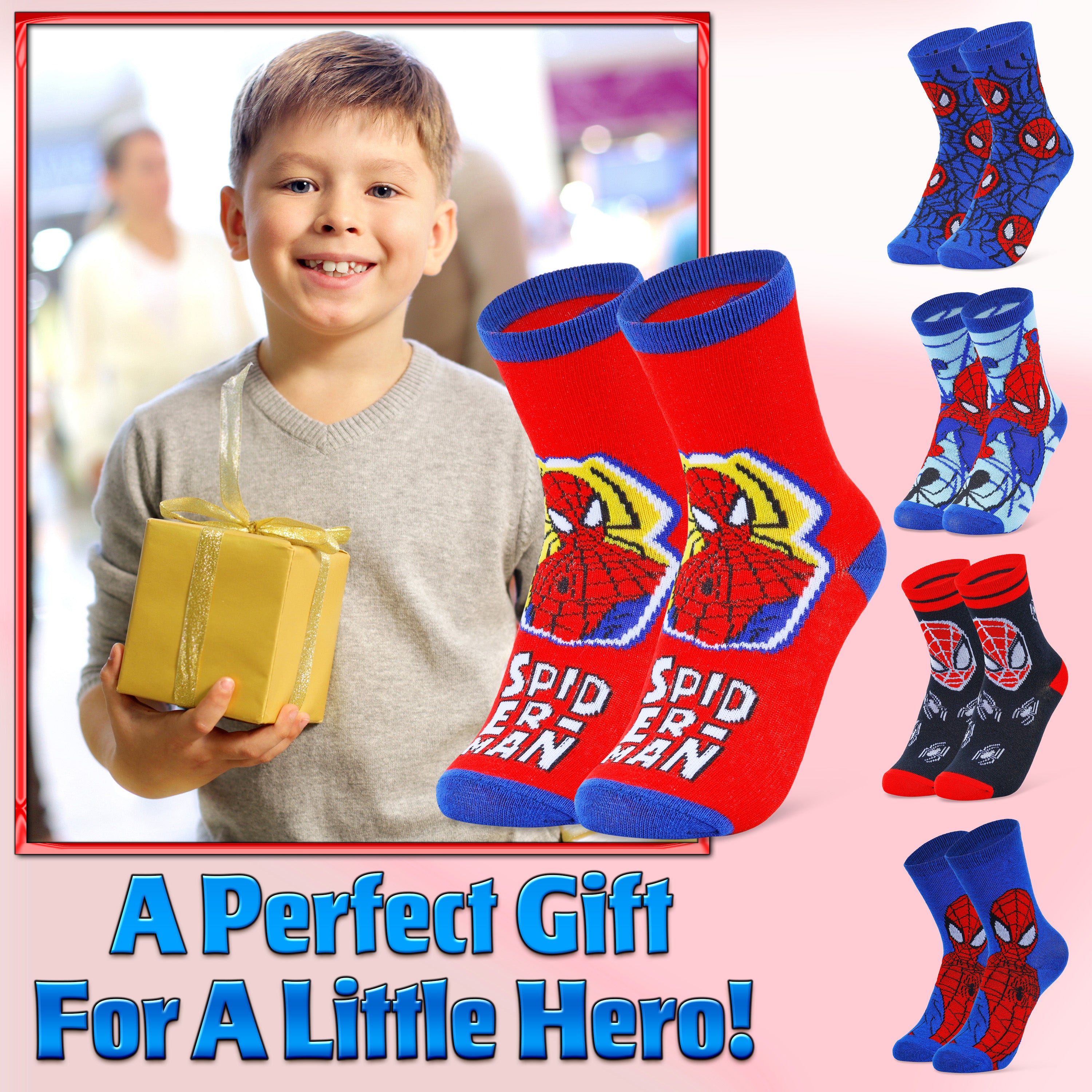 Marvel Boys Socks, Spiderman Multipack Crew Socks - Get Trend