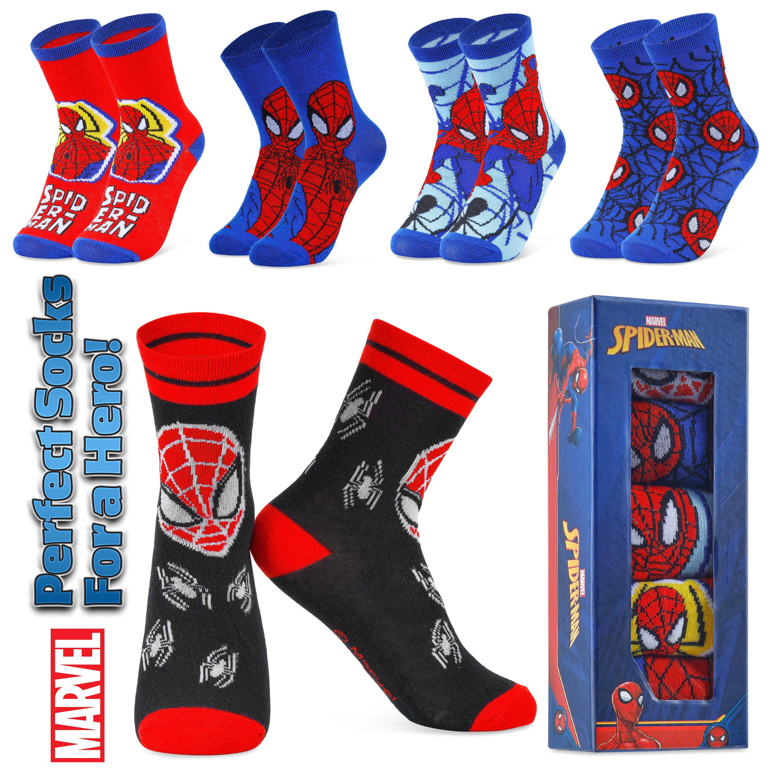 Marvel Boys Socks, Spiderman Multipack Crew Socks - Get Trend