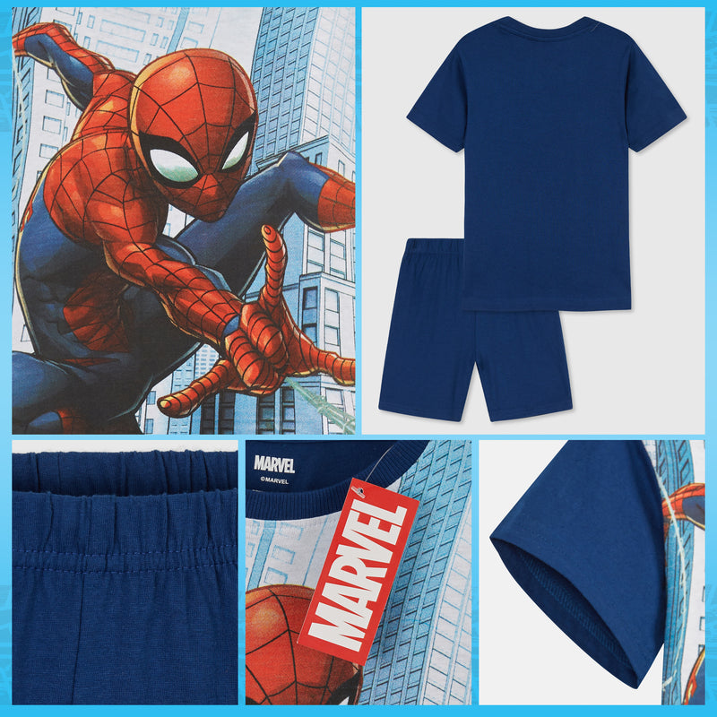 Marvel Spiderman Boys Pyjamas - Kids Superhero Short PJs - Get Trend