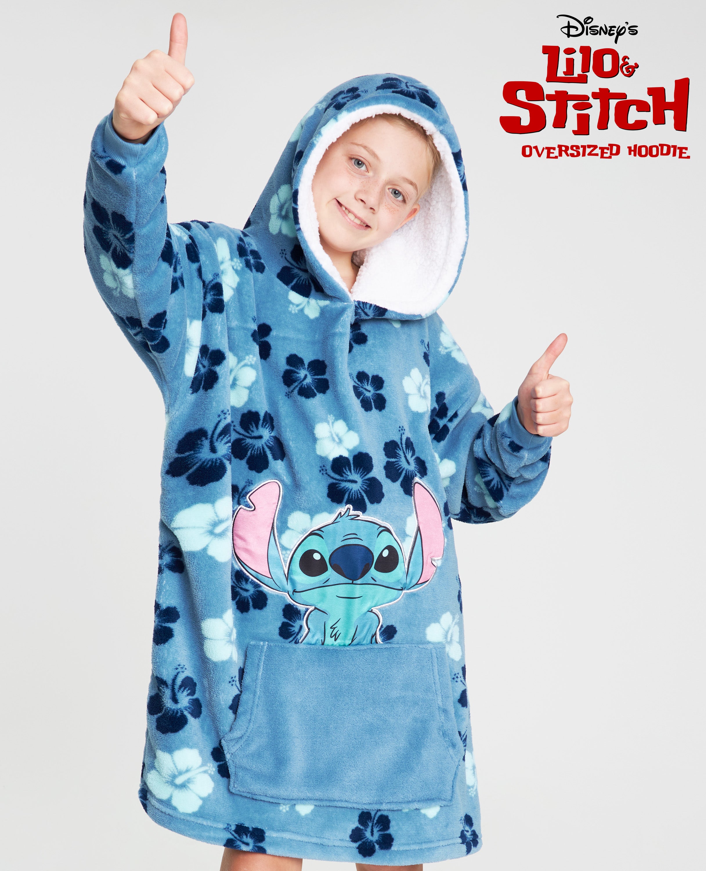 Stitch Flowers Disney Hoodie, Fleece Oversized Hoodie Blanket, Stitch Disney Gifts - Get Trend