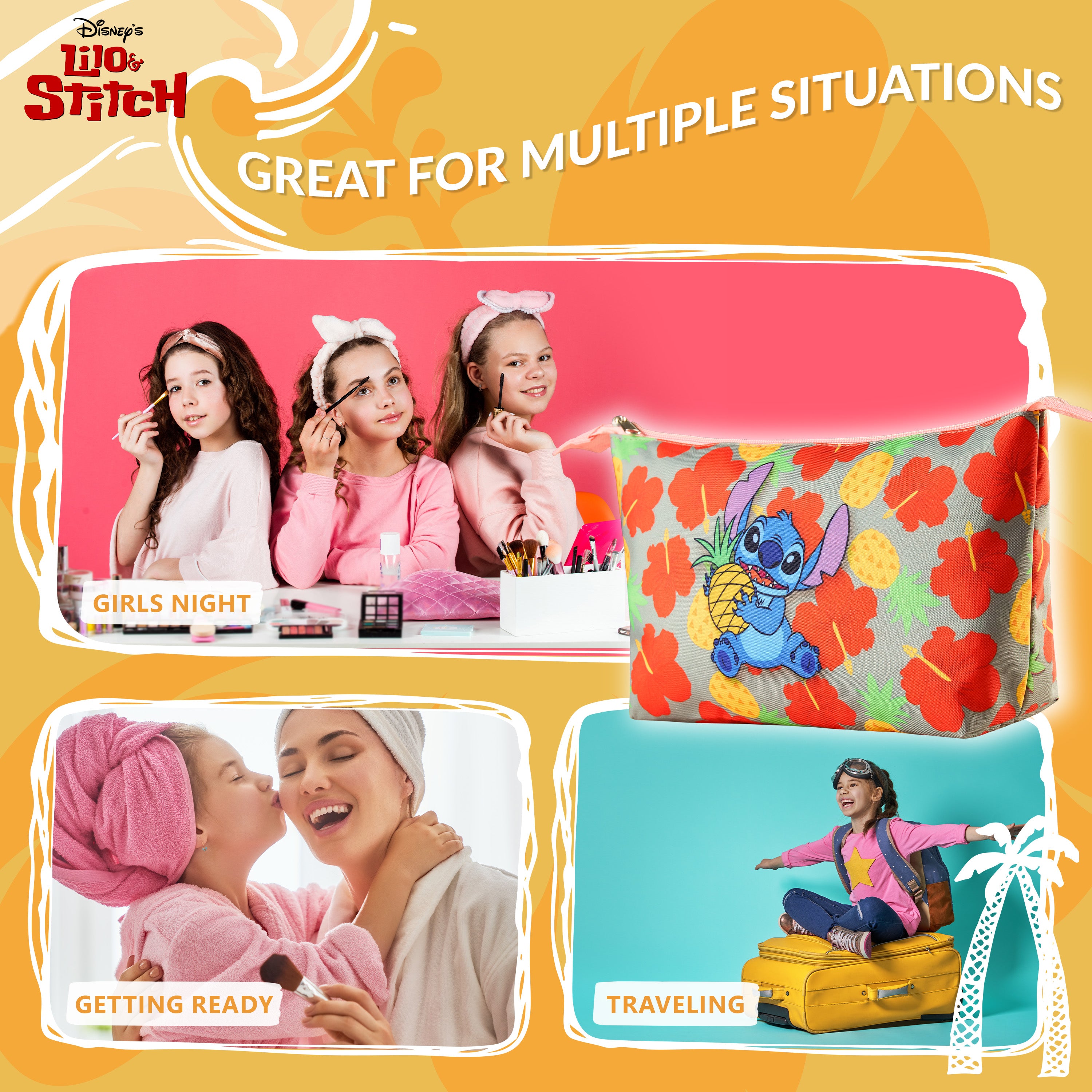Disney Makeup Bag, Stitch Cosmetics Bag, Stitch Gifts for Women and Teens (Multi) - Get Trend