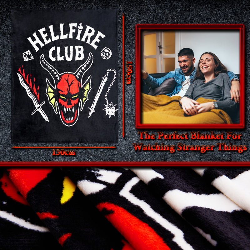 Stranger Things Blanket Throw Bedroom Accessories Fleece Blanket - Hellfire Club - Get Trend