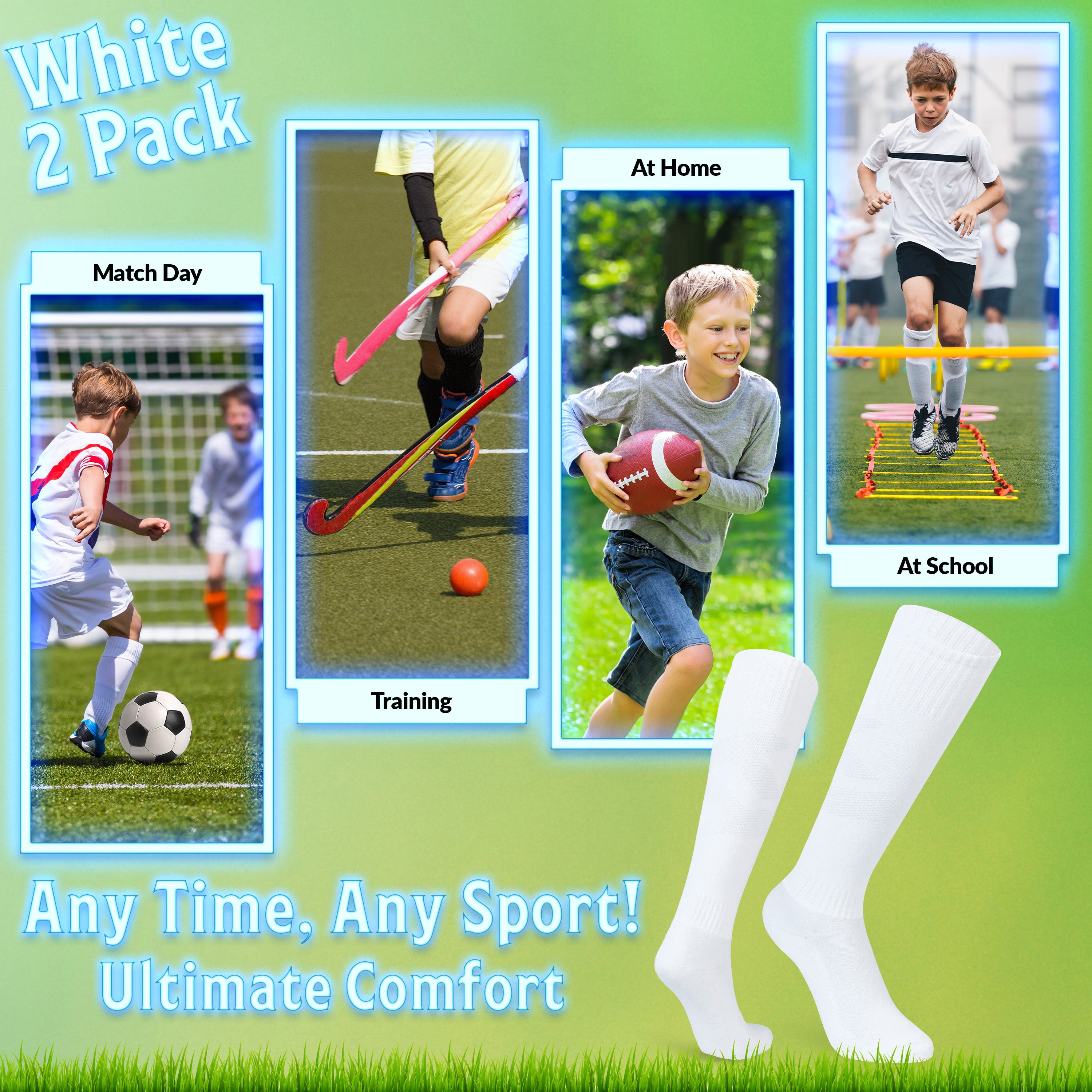 CityComfort Knee High Socks for Boys Girls 2 Pack - Get Trend