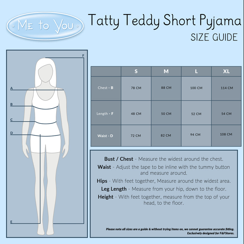 Me To You Tatty Teddy Ladies Pyjamas, 100% Cotton Womens Shorts PJs Sets - Get Trend