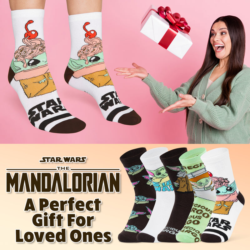 Disney The Mandalorian Socks Women, Multipack Baby Yoda Crew Socks - Get Trend
