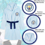 Manchester City F.c. Boys Dressing Gown Kids Hooded Robe Football Gifts Dressing Gown Manchester City F.c. £15.49