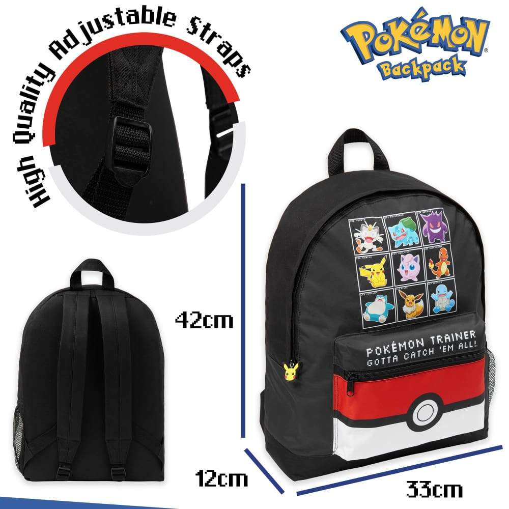 Pokemon Large Backpack for Boys and Girls Trainer Rucksack Kids Pikachu Cards Travel Bag Backpack Pokemon £10.99