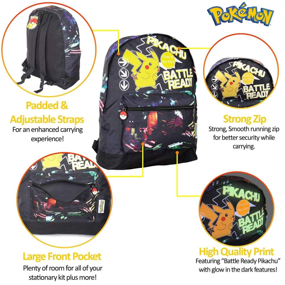 Pokémon Pikachu Glow in the Dark Large Backpack for Children Backpack Pokemon £15.49
