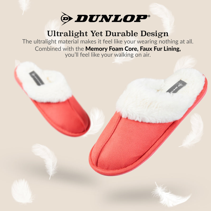 Dunlop Womens Slippers, Memory Foam Fluffy Slip On House Shoes - Get Trend