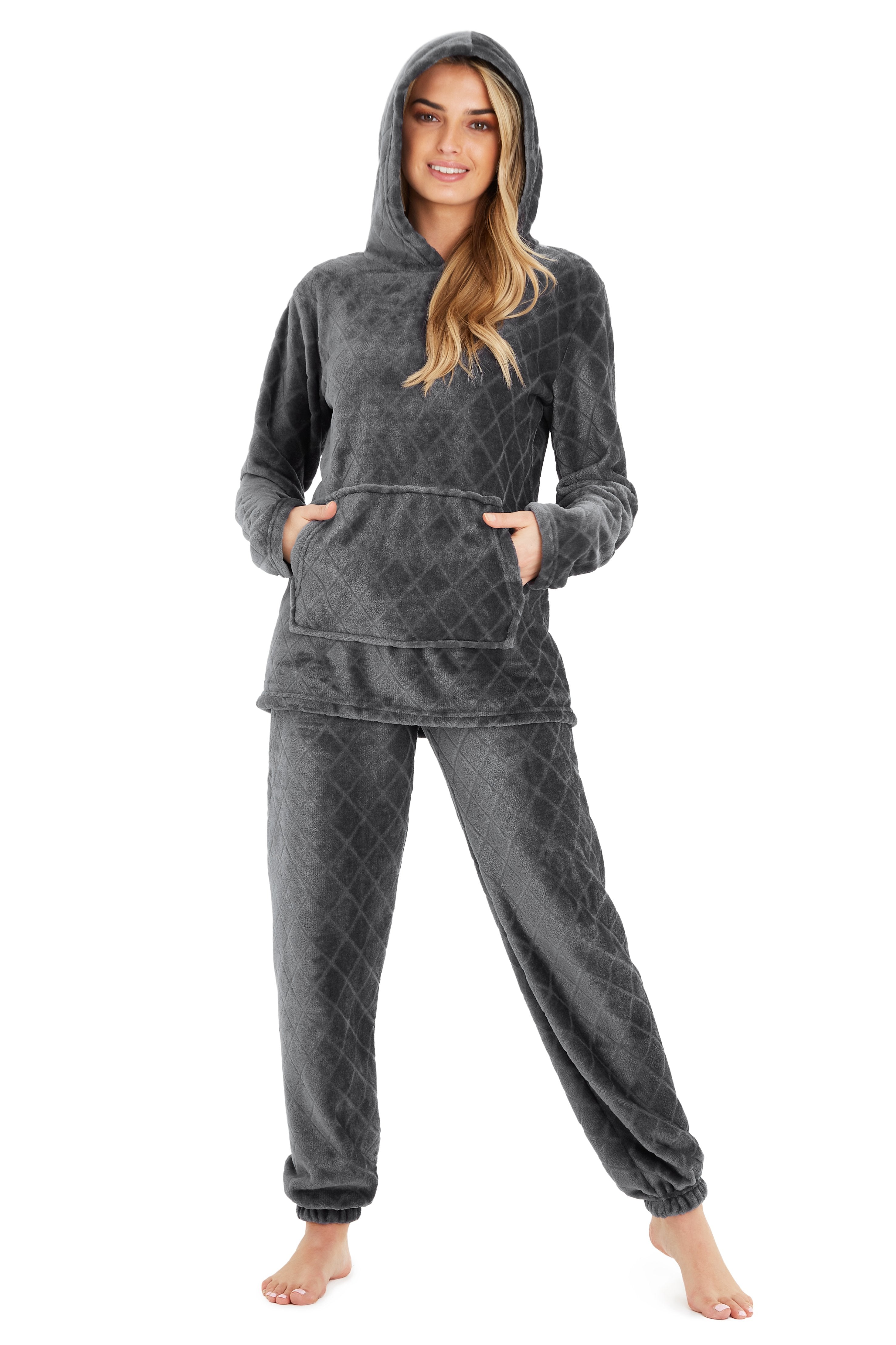 CityComfort Womens Pyjamas, Warm Fleece Hooded Pyjamas for Women Sets