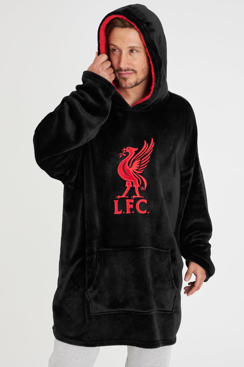 Liverpool Oversized Black Hooded Poncho for Adults for sale