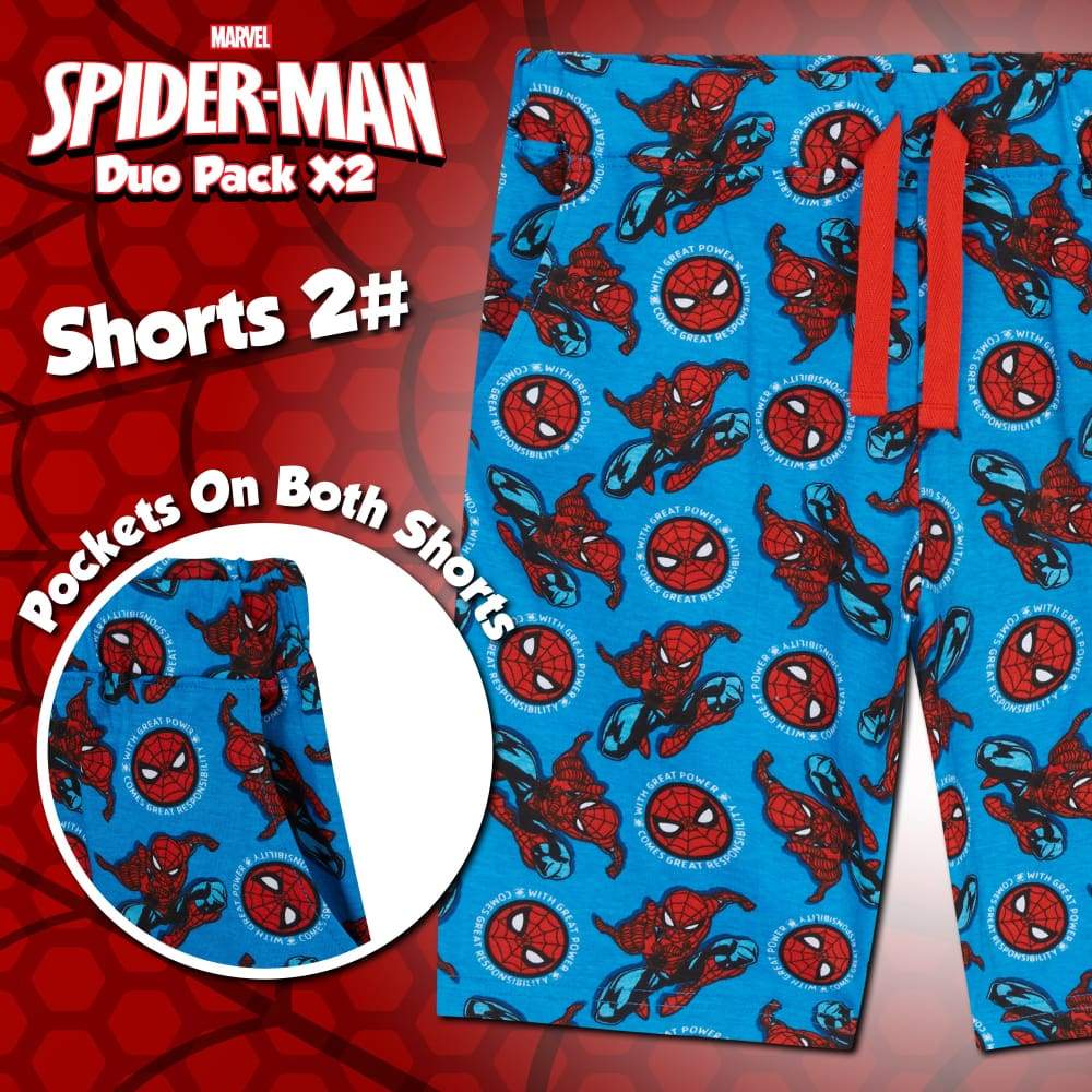 Marvel Spiderman Boys Shorts Set of 2 Superhero Cotton Shorts for Kids & Teens Shorts Marvel £10.49