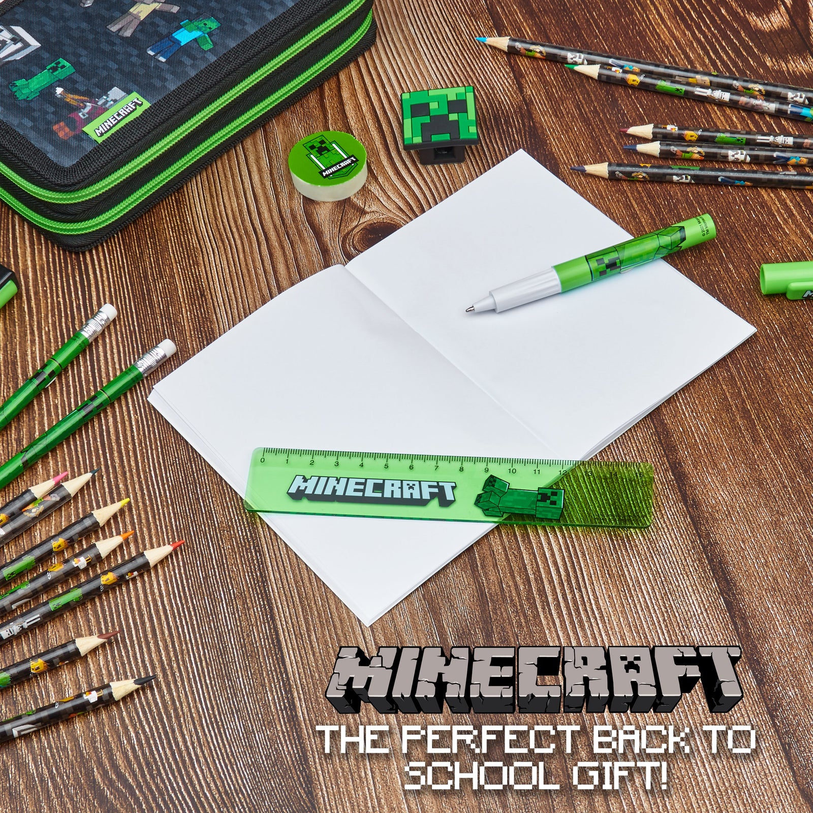 Minecraft Pencil Case, Large Pencil Case 2 Compartment Filled with