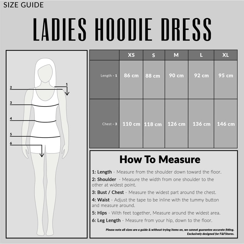 Size Chart Womens Hoodie Dress