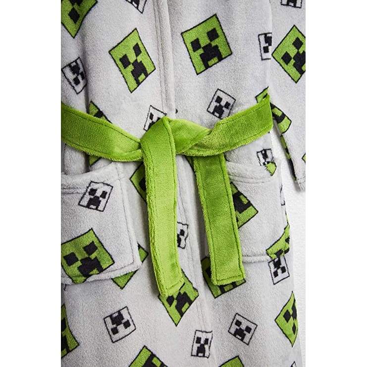 Minecraft Night Robe Minecraft Hooded Soft Dressing Gown with Creeper Design for Gamers Boys ...