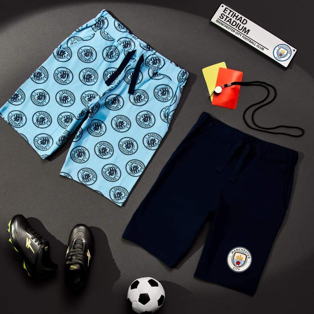 Manchester City F.c. Boys Shorts 2-pack Pe Shorts Football Gifts Kids Clothes Shorts Manchester City F.c. £10.49