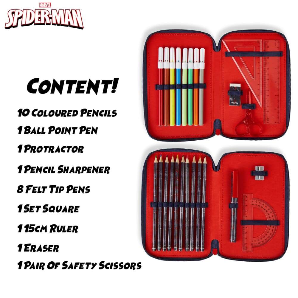 Marvel Spiderman Large Filled Pencil Case with Spiderman Stationary Supplies for Boys Pencil Case Spiderman £12.49