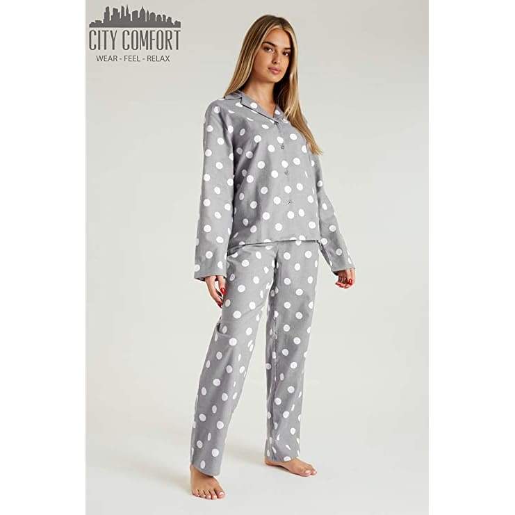 Citycomfort Ladies Pyjamas Button up Pjs for Women Brushed Cotton Pyjama Set Pyjamas Citycomfort £20.49