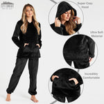 CityComfort Womens Pyjamas, Warm Fleece Hooded Pyjamas for Women Sets