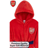 Arsenal F.c. Boys Dressing Gown Football Kids Fleece Hooded Robe Dressing Gown Arsenal F.c. £17.49