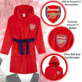 Arsenal F.c. Boys Dressing Gown Football Kids Fleece Hooded Robe Dressing Gown Arsenal F.c. £17.49