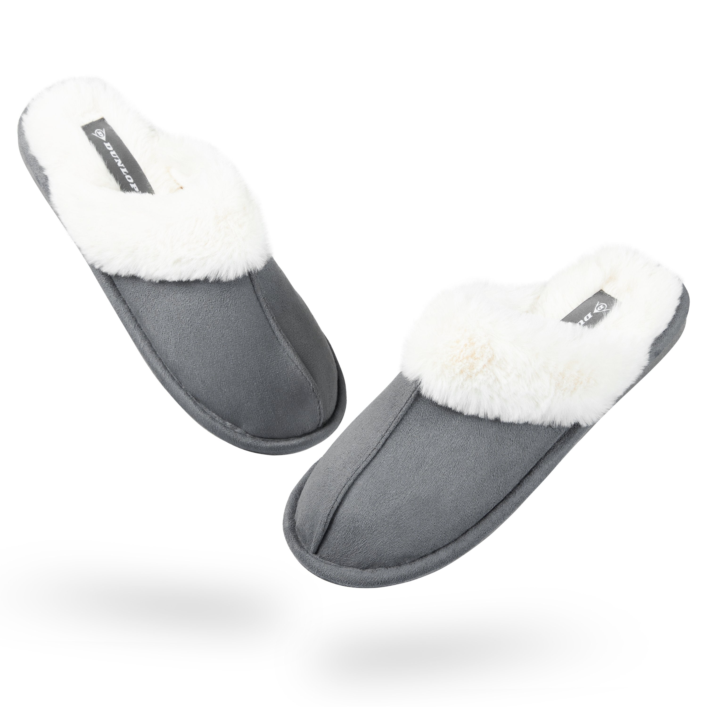 Dunlop Womens Slippers, Memory Foam Fluffy Slip On House Shoes - Get Trend