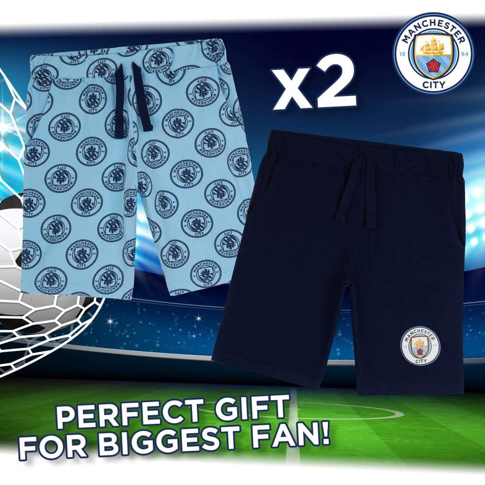 Manchester City F.c. Boys Shorts 2-pack Pe Shorts Football Gifts Kids Clothes Shorts Manchester City F.c. £10.49