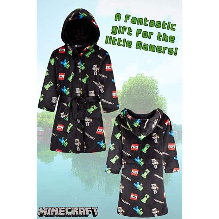 Minecraft Hooded Soft Dressing Gown with Creeper Design for Gamers Boys Girls Dressing Gown Minecraft £20.49